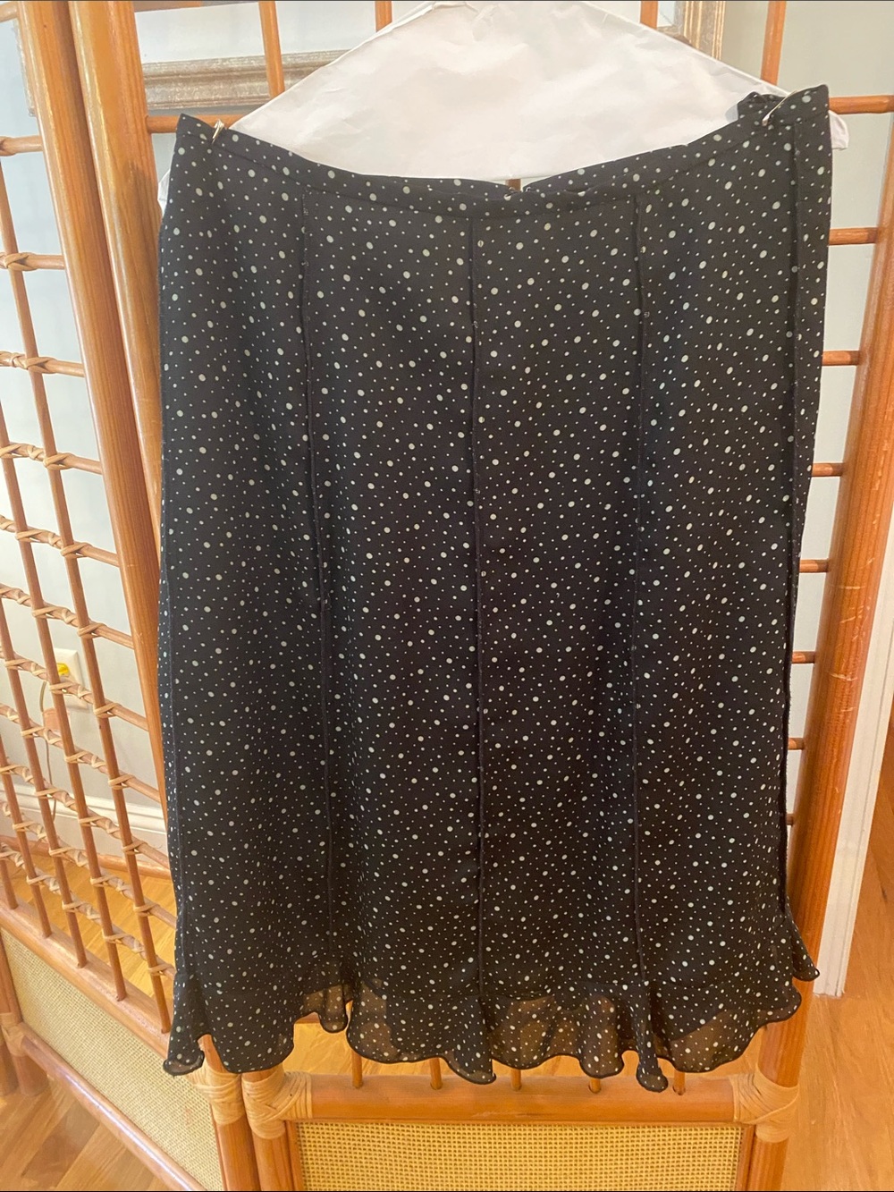 Source Unknown Black and White Polka Dot Midi Skirt